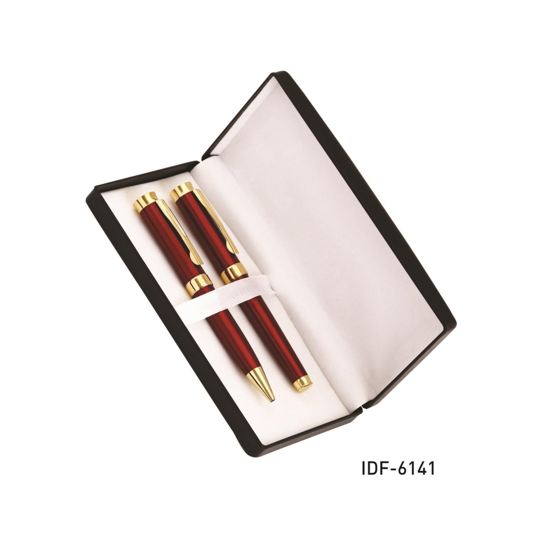 Set Of Two Dark Red Pens With Gold