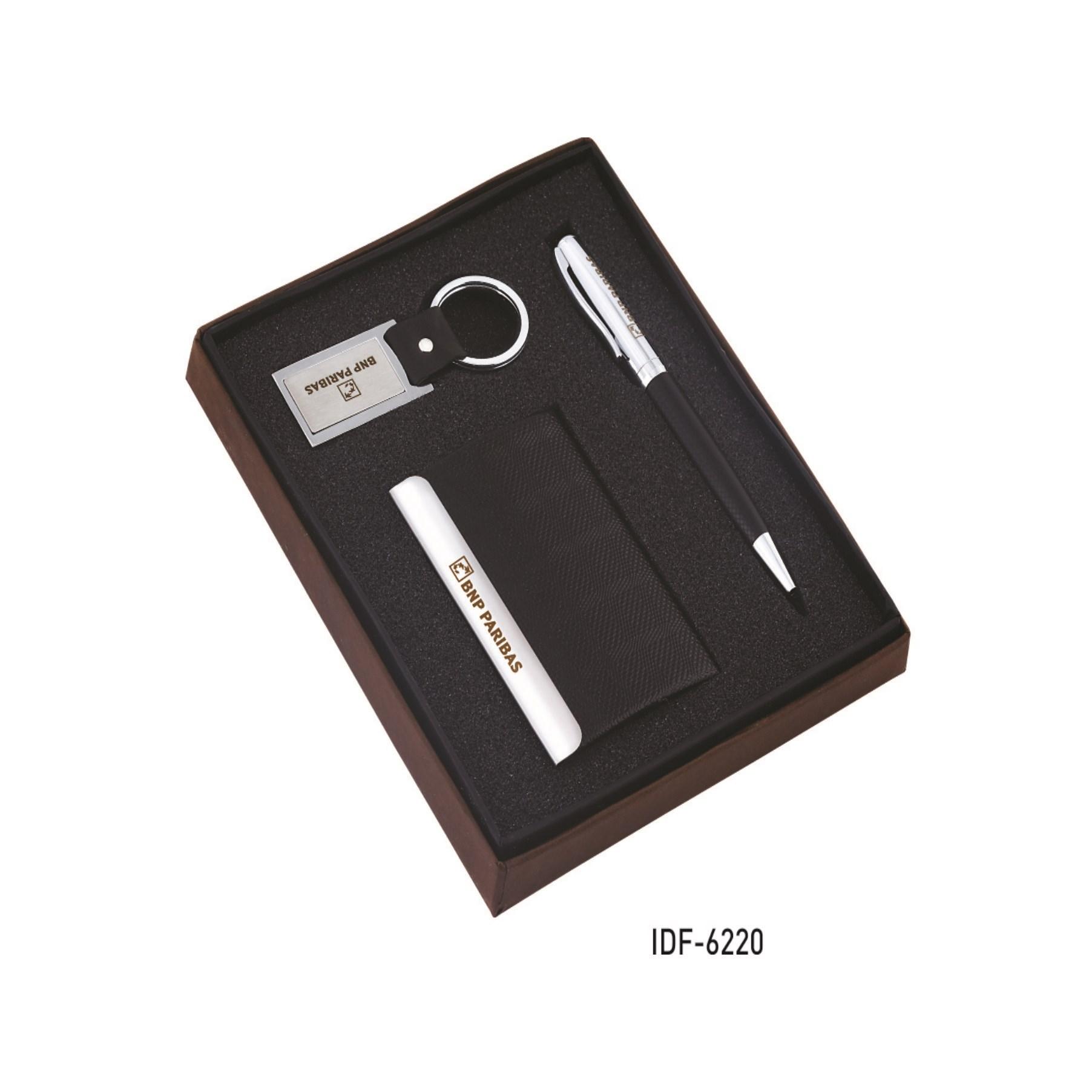 Gift Set Of Black With Silver Pen , Pouch , Keychain