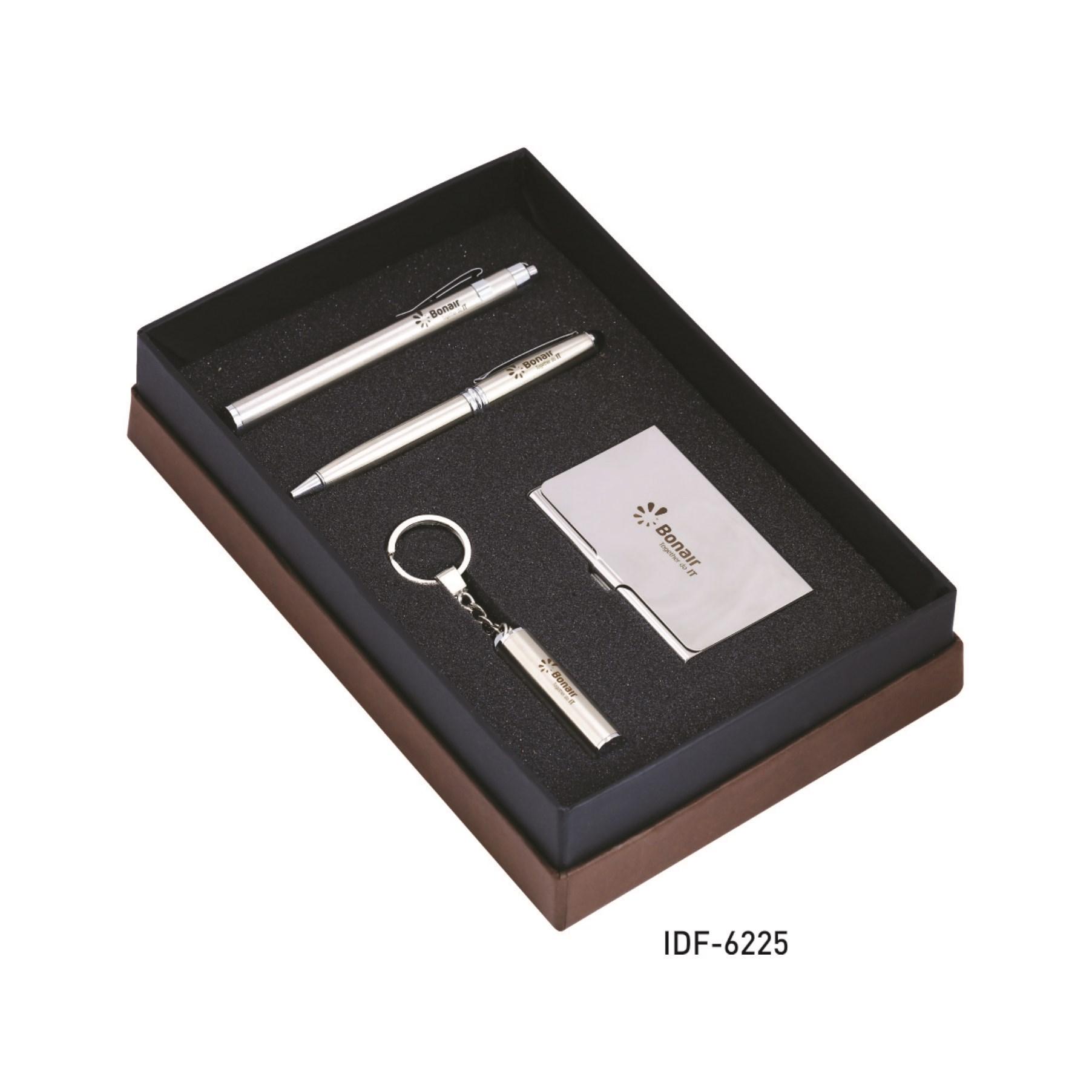 Gift Set Of Two Silver Pens , Keychain ,Wireless Device