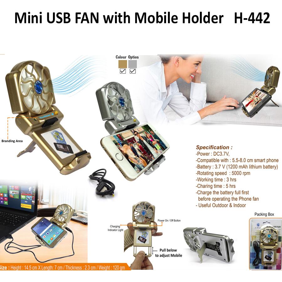 USB Fan With Mobile Holder