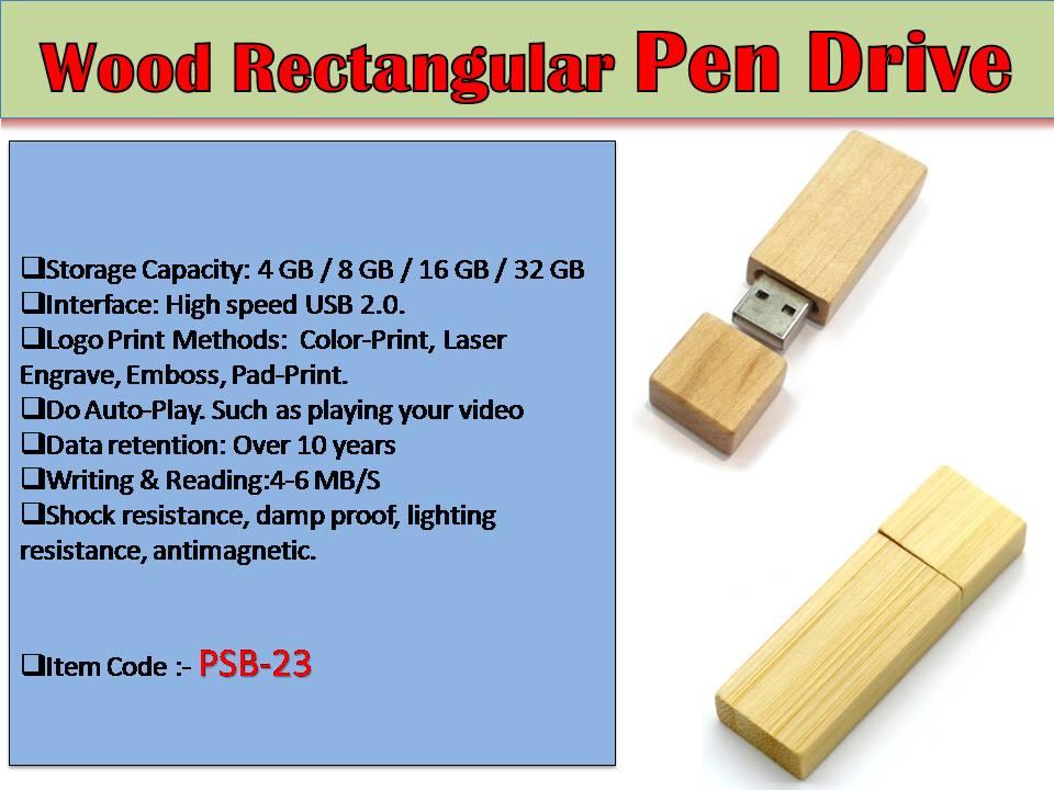 Wood Rectangular Pendrive