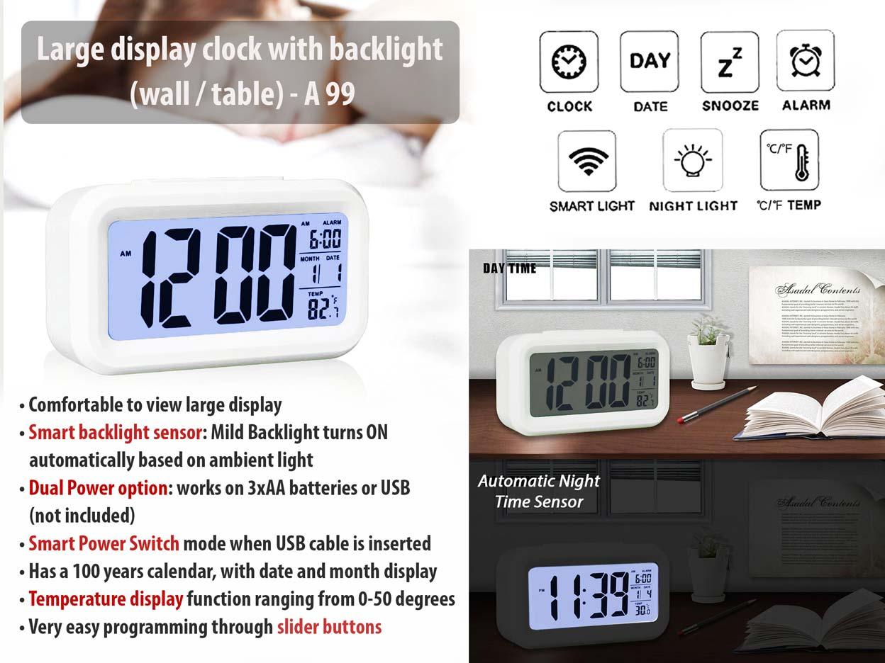 Large Display Clock With Backlight