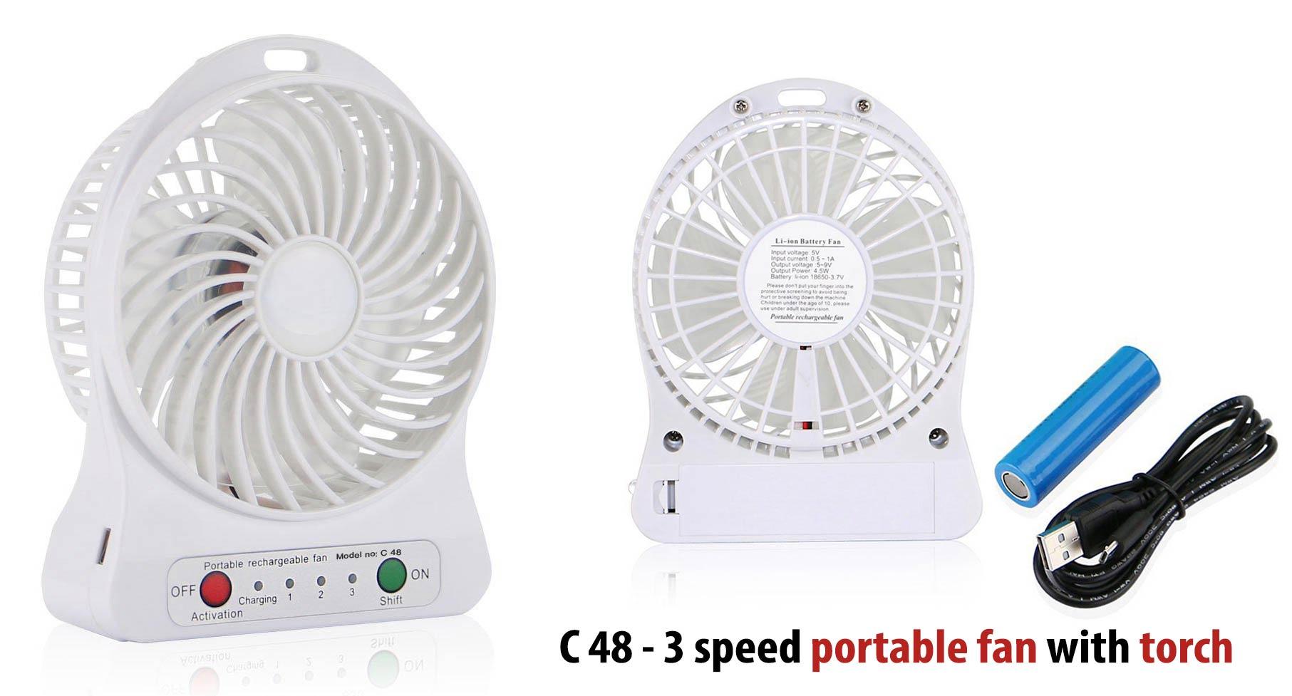 Portable Fan With Torch