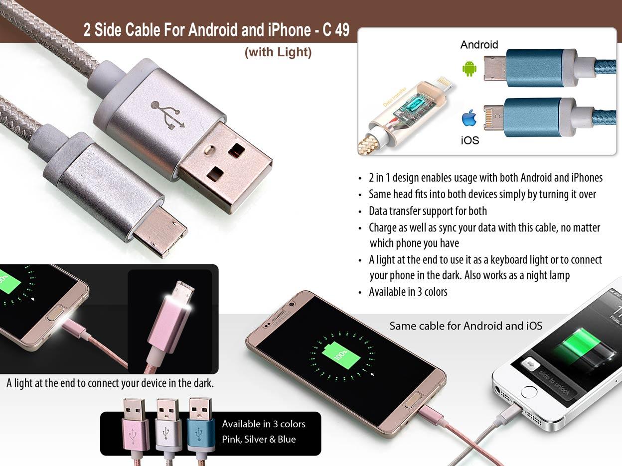 2 Side Cable For Android And Iphone