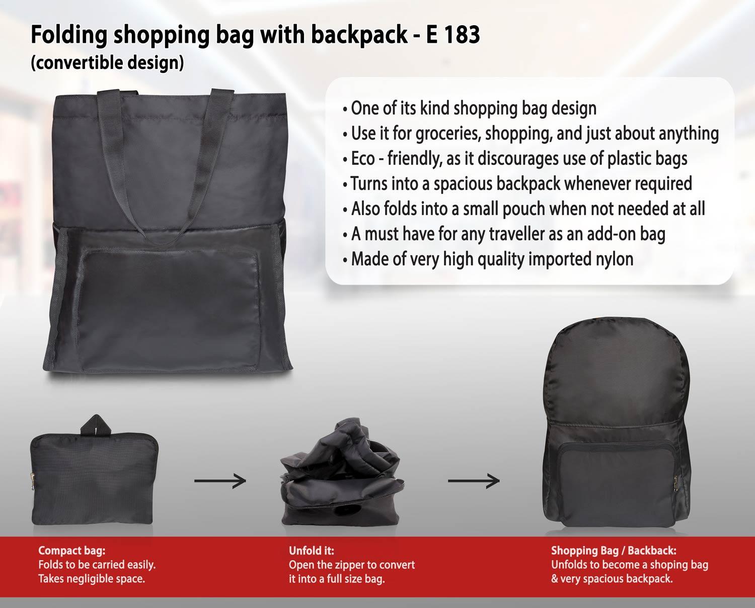 Folding Shopping Bag With Backpack