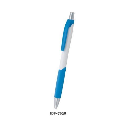Plastic Blue With Silver Clickable Pen