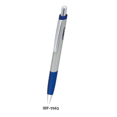 Plastic Royal Blue With Silver Clickable Pen